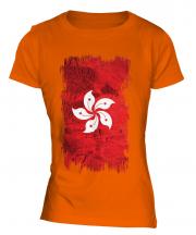 Hong Kong Grunge Flag Ladies T-Shirt