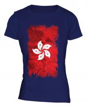 Hong Kong Grunge Flag Ladies T-Shirt