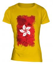 Hong Kong Grunge Flag Ladies T-Shirt