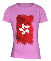 Hong Kong Grunge Flag Ladies T-Shirt