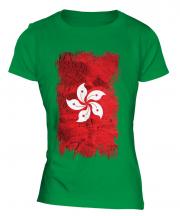 Hong Kong Grunge Flag Ladies T-Shirt