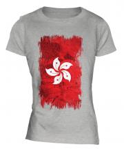 Hong Kong Grunge Flag Ladies T-Shirt