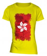 Hong Kong Grunge Flag Ladies T-Shirt