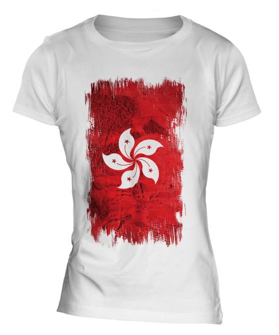 Hong Kong Grunge Flag Ladies T-Shirt