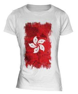 Hong Kong Grunge Flag Ladies T-Shirt