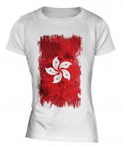 Hong Kong Grunge Flag Ladies T-Shirt