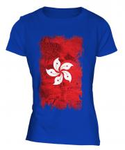 Hong Kong Grunge Flag Ladies T-Shirt