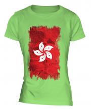 Hong Kong Grunge Flag Ladies T-Shirt