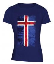 Iceland Grunge Flag Ladies T-Shirt
