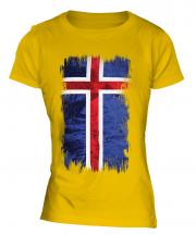 Iceland Grunge Flag Ladies T-Shirt