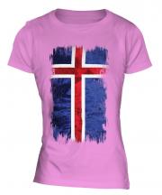 Iceland Grunge Flag Ladies T-Shirt