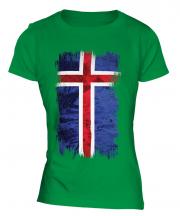 Iceland Grunge Flag Ladies T-Shirt
