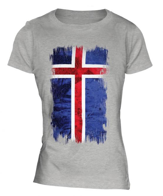 Iceland Grunge Flag Ladies T-Shirt