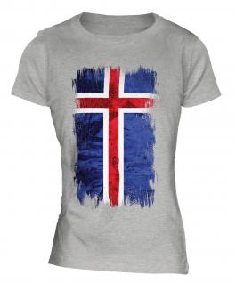 Iceland Grunge Flag Ladies T-Shirt