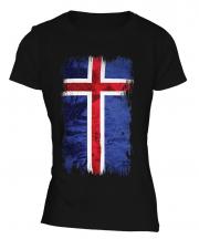 Iceland Grunge Flag Ladies T-Shirt