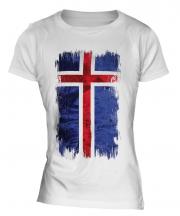 Iceland Grunge Flag Ladies T-Shirt