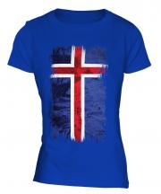 Iceland Grunge Flag Ladies T-Shirt