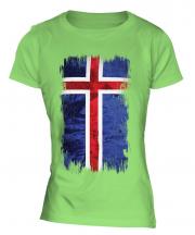 Iceland Grunge Flag Ladies T-Shirt