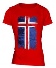 Iceland Grunge Flag Ladies T-Shirt