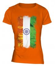 India Grunge Flag Ladies T-Shirt