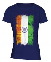 India Grunge Flag Ladies T-Shirt