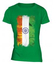 India Grunge Flag Ladies T-Shirt