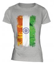 India Grunge Flag Ladies T-Shirt