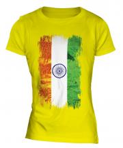 India Grunge Flag Ladies T-Shirt