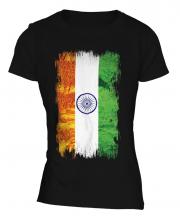 India Grunge Flag Ladies T-Shirt