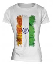 India Grunge Flag Ladies T-Shirt