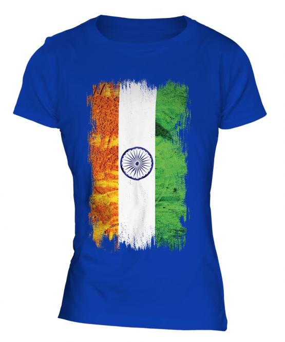 India Grunge Flag Ladies T-Shirt