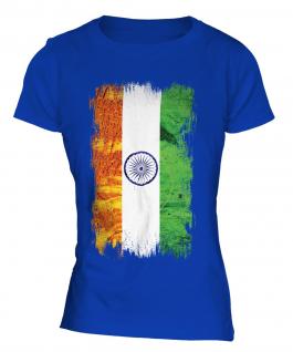 India Grunge Flag Ladies T-Shirt