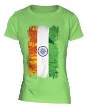 India Grunge Flag Ladies T-Shirt