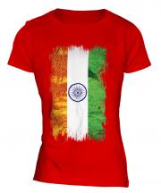 India Grunge Flag Ladies T-Shirt