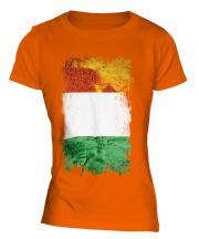 Ivory Coast Grunge Flag Ladies T-Shirt