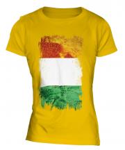 Ivory Coast Grunge Flag Ladies T-Shirt