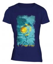 Kazakhstan Grunge Flag Ladies T-Shirt