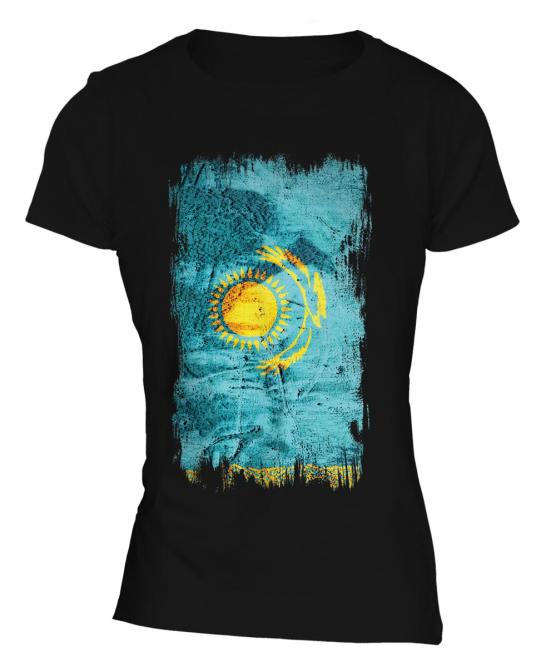 Kazakhstan Grunge Flag Ladies T-Shirt