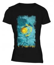 Kazakhstan Grunge Flag Ladies T-Shirt