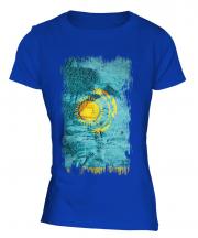Kazakhstan Grunge Flag Ladies T-Shirt