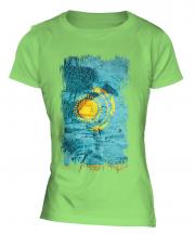 Kazakhstan Grunge Flag Ladies T-Shirt