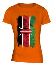 Kenya Grunge Flag Ladies T-Shirt