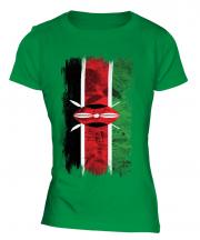 Kenya Grunge Flag Ladies T-Shirt