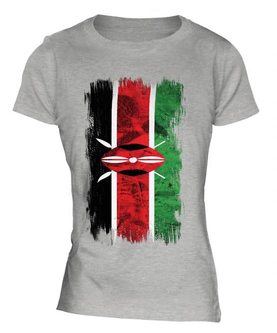 Kenya Grunge Flag Ladies T-Shirt