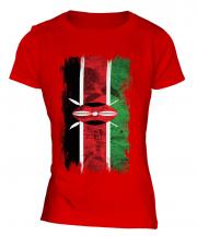 Kenya Grunge Flag Ladies T-Shirt