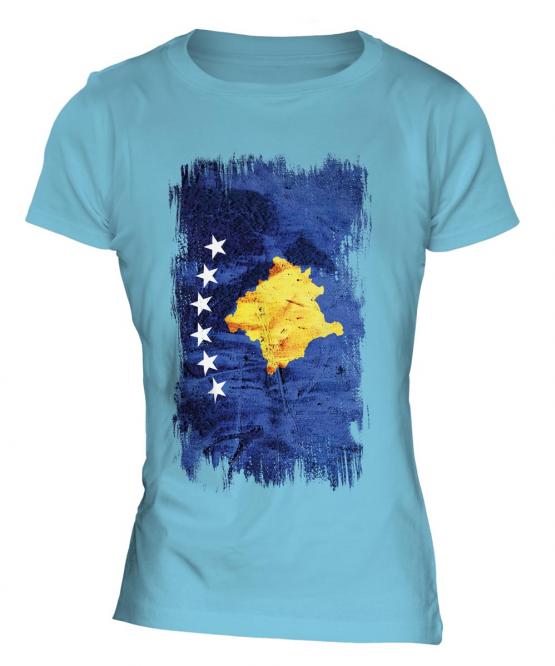 Kosovo Grunge Flag Ladies T-Shirt