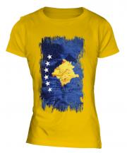 Kosovo Grunge Flag Ladies T-Shirt