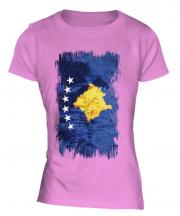 Kosovo Grunge Flag Ladies T-Shirt