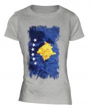 Kosovo Grunge Flag Ladies T-Shirt