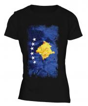 Kosovo Grunge Flag Ladies T-Shirt